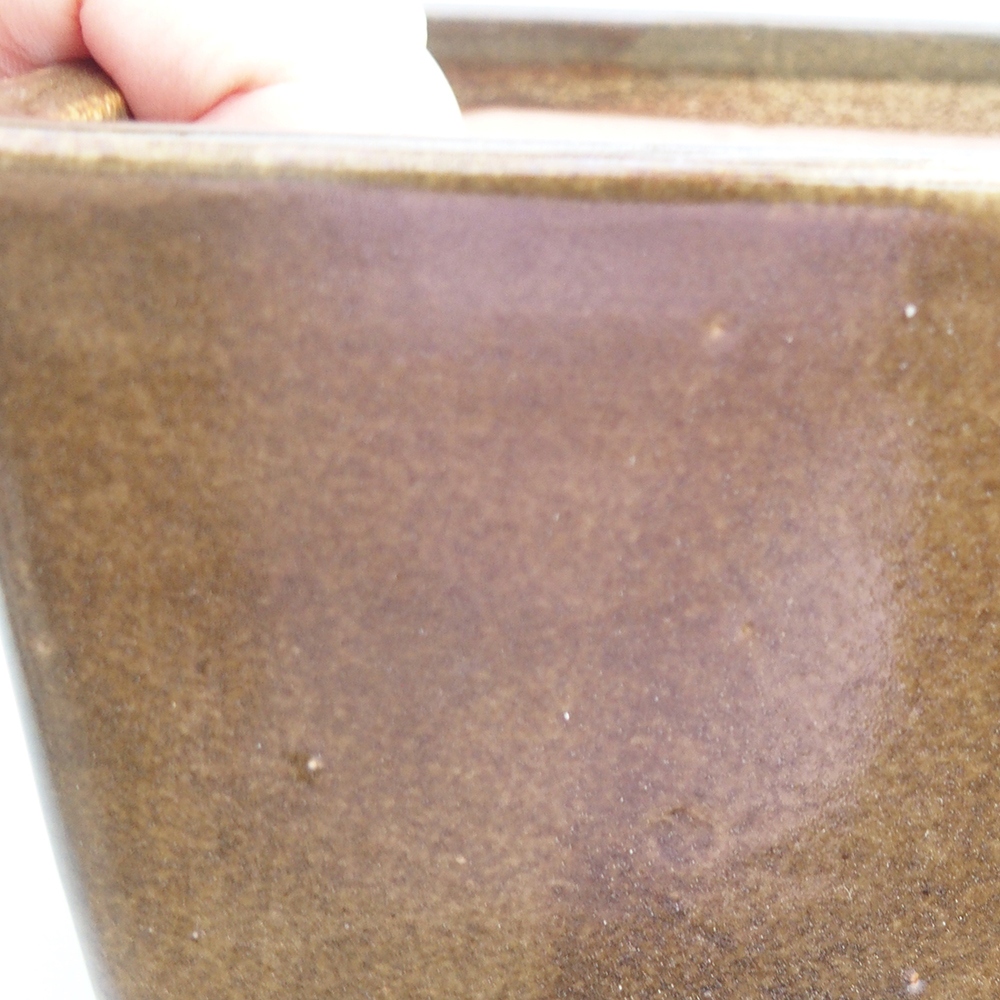 Ceramiczna miska do bonsai 15 x 15 x 10,5 cm, kolor brązowo-zielony