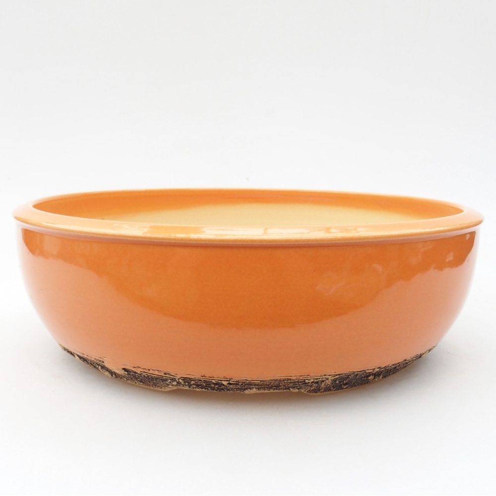 Ceramiczna miska bonsai 21 x 21 x 6,5 cm, kolor pomarańczowy
