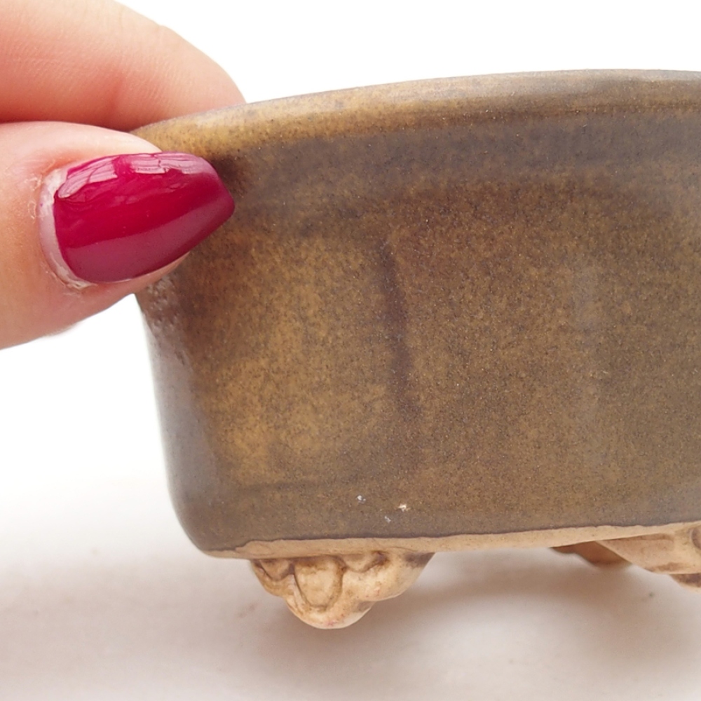 Ceramiczna miska do bonsai 9 x 9 x 3,5 cm, kolor brązowy