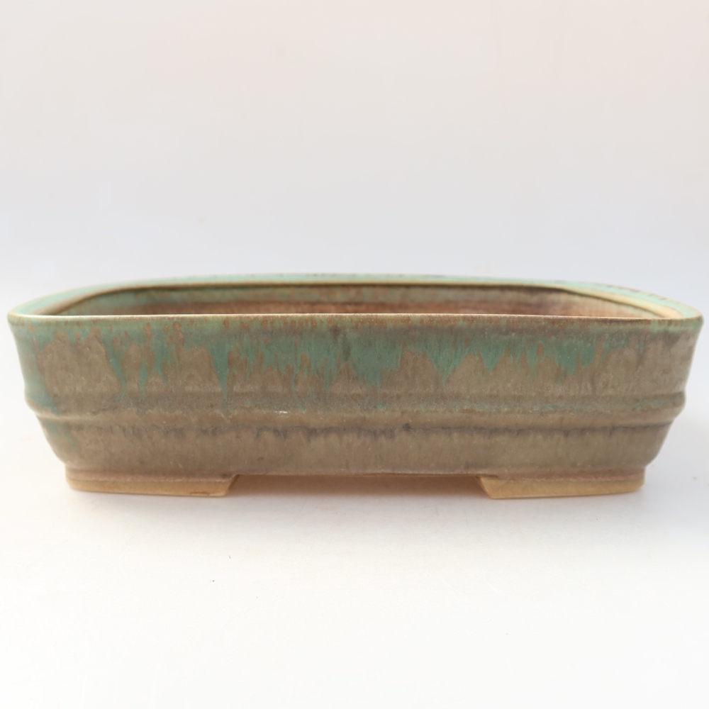Ceramiczna miska do bonsai 22,5 x 18 x 6 cm, kolor zielony