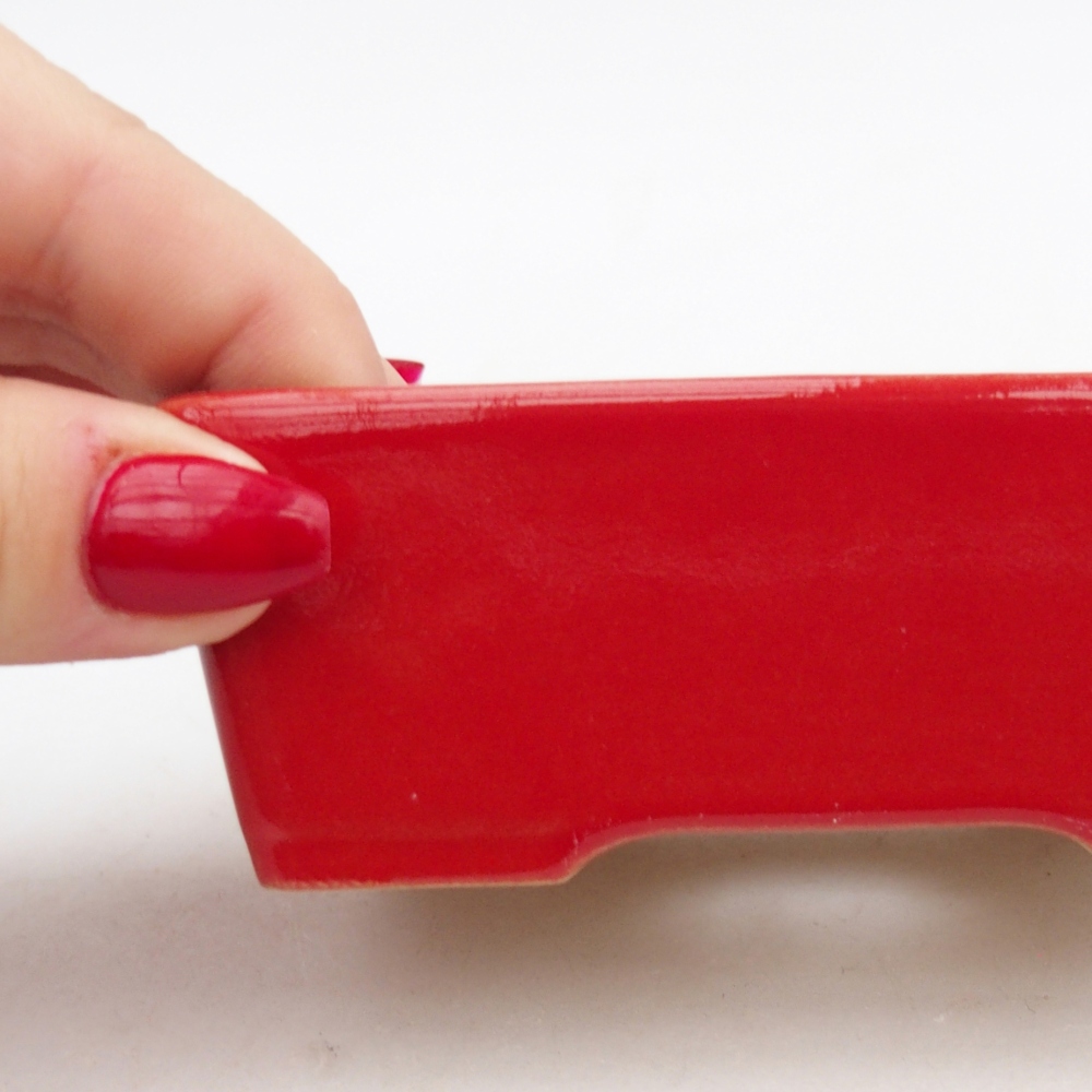 Ceramiczna miska do bonsai 9,5 x 7 x 3,5 cm, kolor czerwony