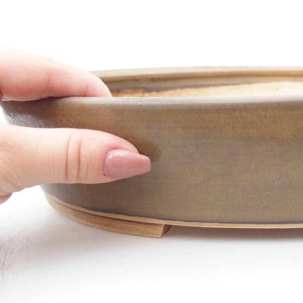 Ceramiczna miska do bonsai 31,5 x 27,5 x 6 cm, brązowa