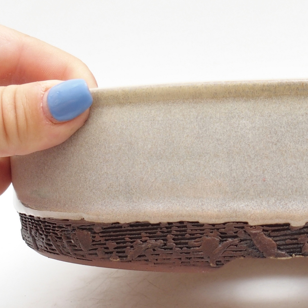 Ceramiczna miska do bonsai 22 x 22 x 5,5 cm, kolor beżowy