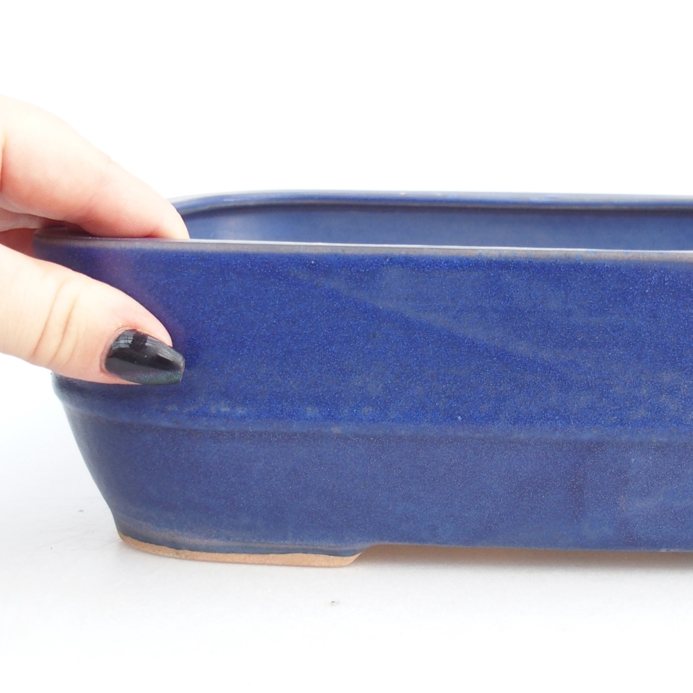 Ceramiczna miska na bonsai 28,5 x 21 x 7,5 cm, kolor niebieski
