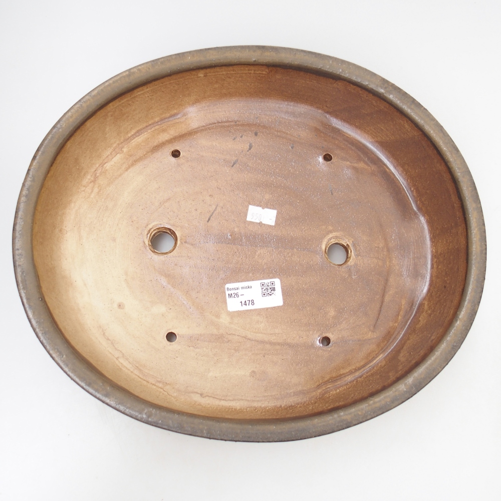 Ceramiczna miska do bonsai 31,5 x 27,5 x 6 cm, brązowa