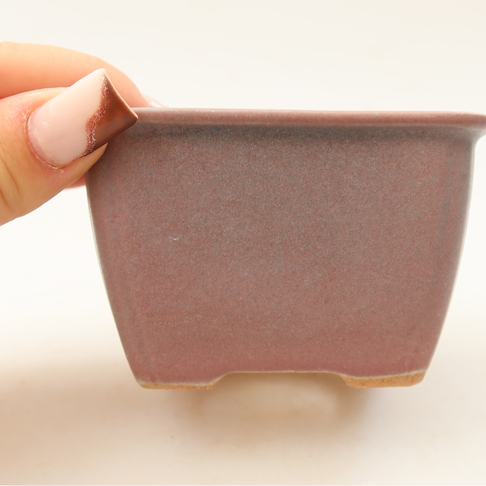 Ceramiczna miseczka do bonsai 8,5 x 8,5 x 5,5 cm, kolor fioletowy