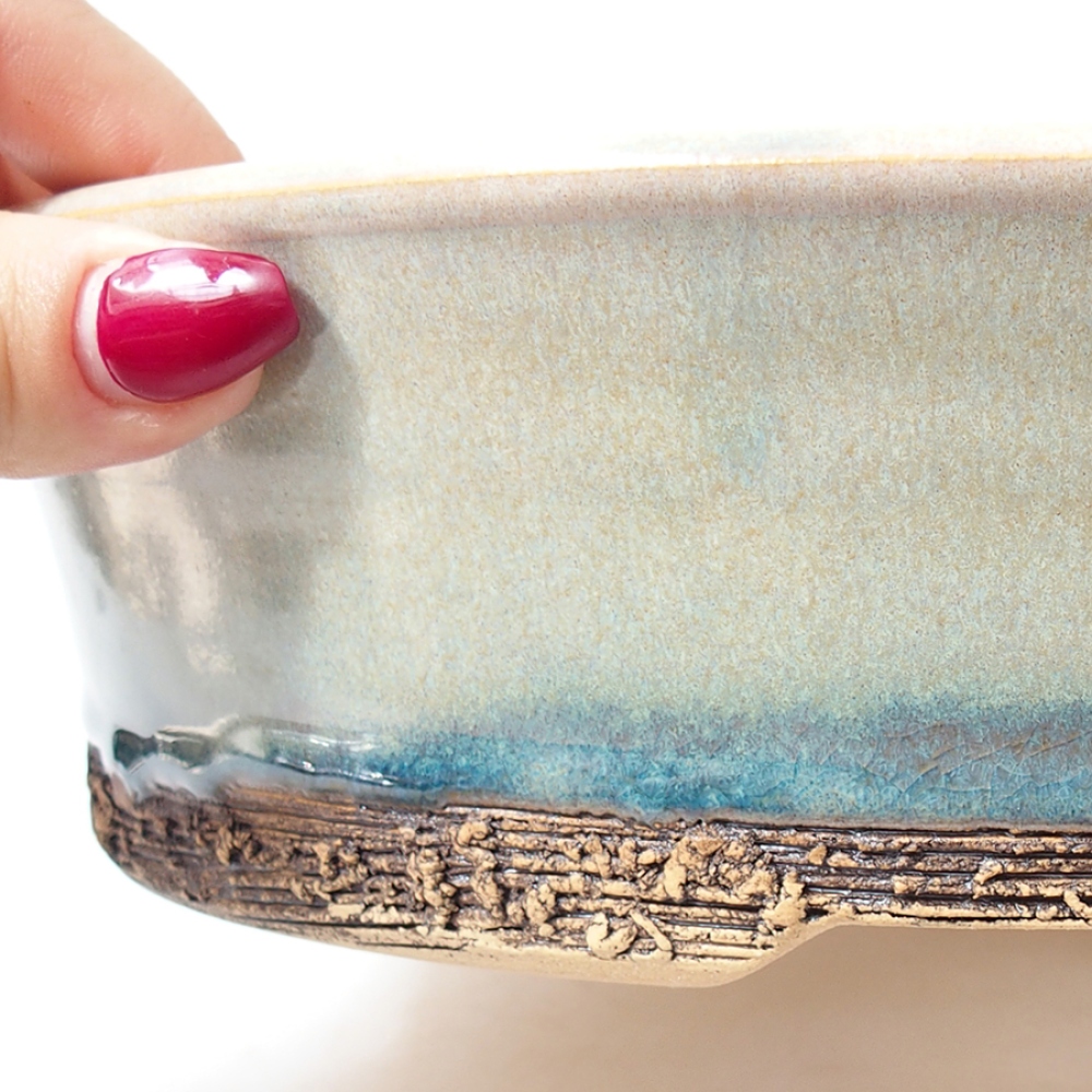 Ceramiczna miska bonsai 25,5 x 25,5 x 6 cm, kolor zielony