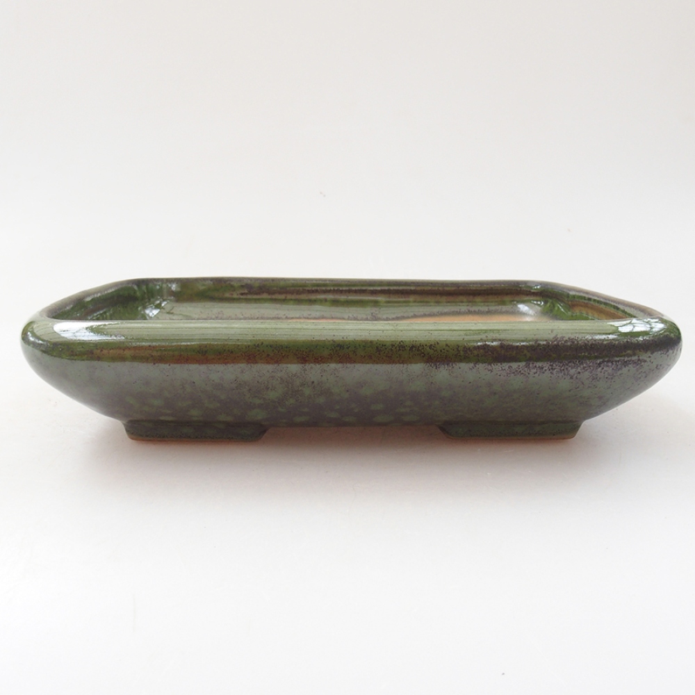 Ceramiczna miska bonsai 17 x 13,5 x 3,5 cm, kolor zielony