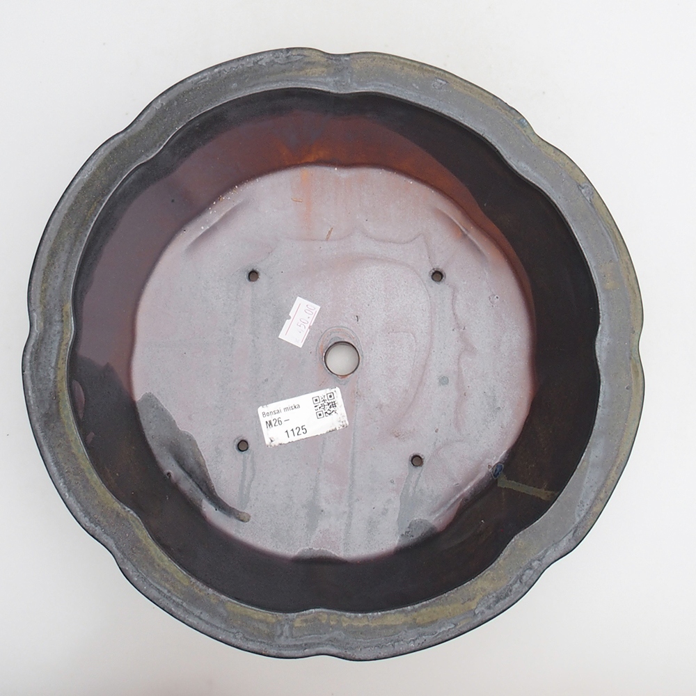 Ceramiczna miska na bonsai 26 x 26 x 8 cm, szaro-zielona