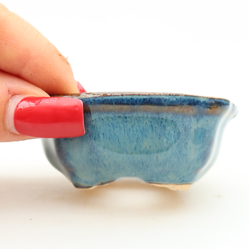 Ceramiczna miseczka do bonsai 6,5 x 6,5 x 2,5 cm, kolor niebieski