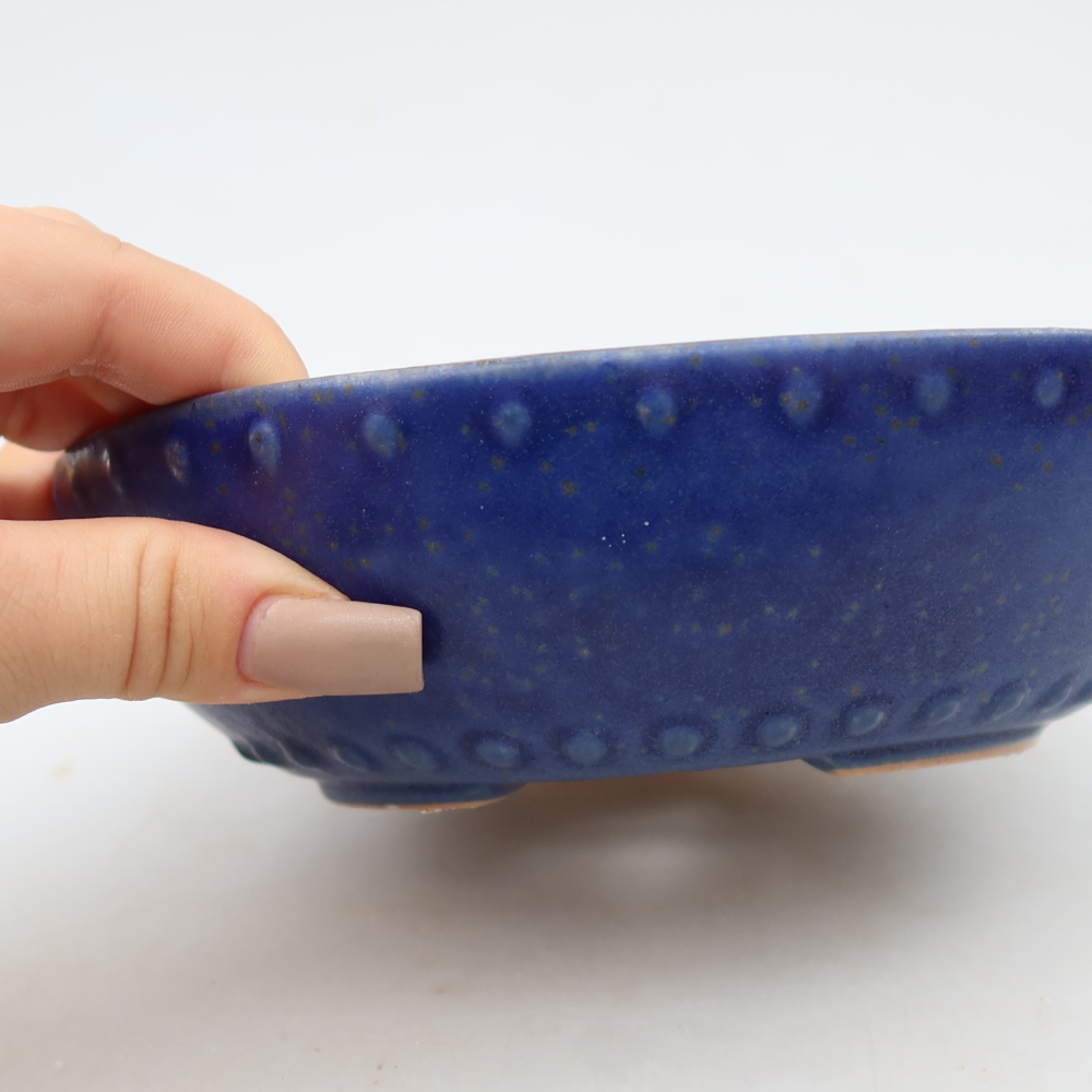 Ceramiczna miska do bonsai 17 x 17 x 5 cm, kolor niebieski