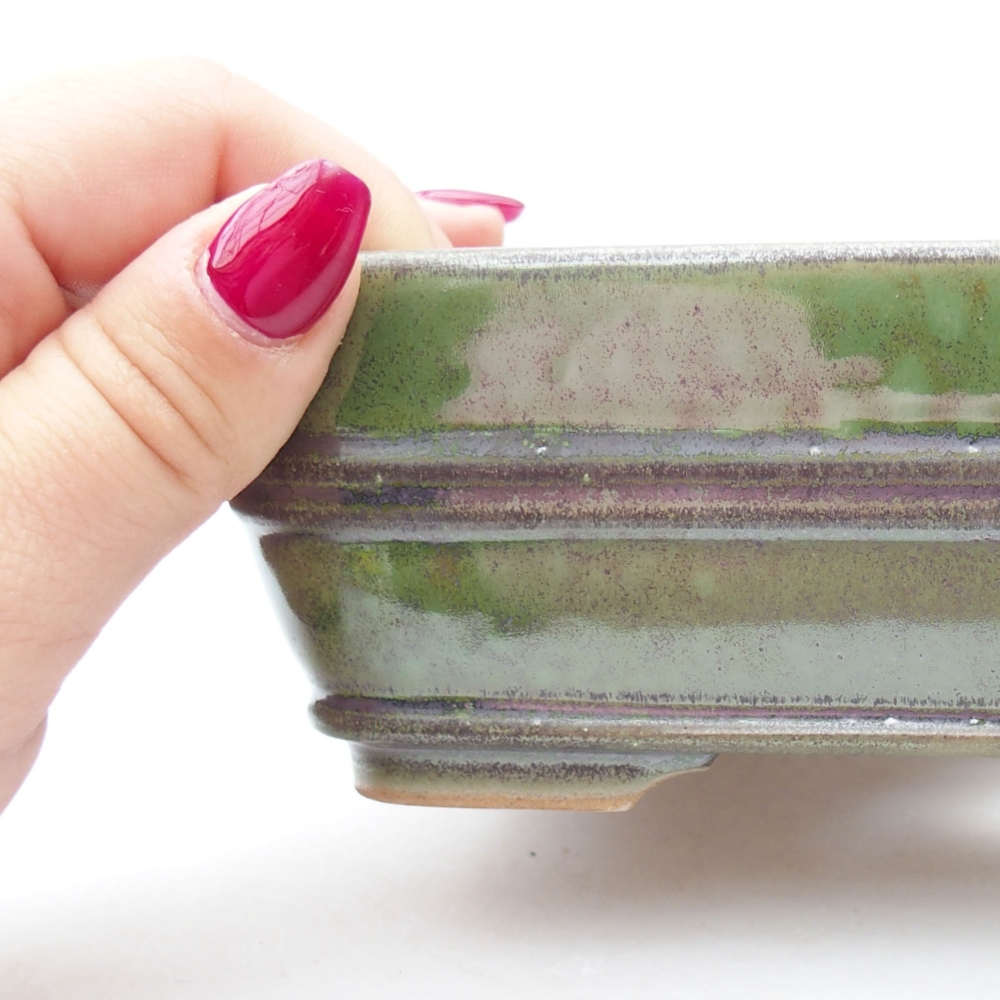 Ceramiczna miska bonsai 16,5 x 12 x 5 cm, kolor zielony