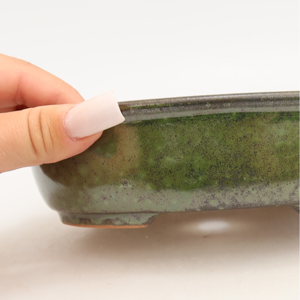 Ceramiczna miska do bonsai 19 x 14,5 x 5 cm, kolor zielony