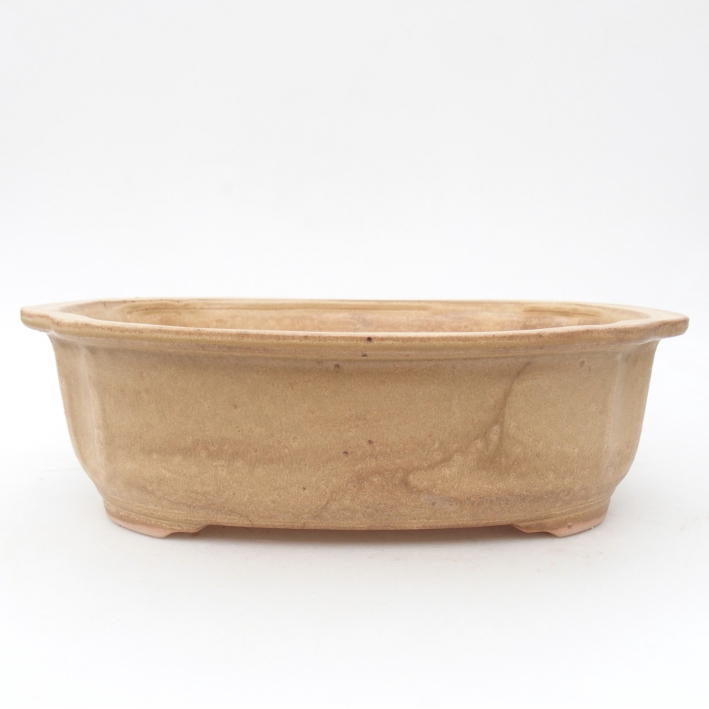 Ceramiczna miska bonsai 25 x 21 x 7,5 cm, kolor beżowy