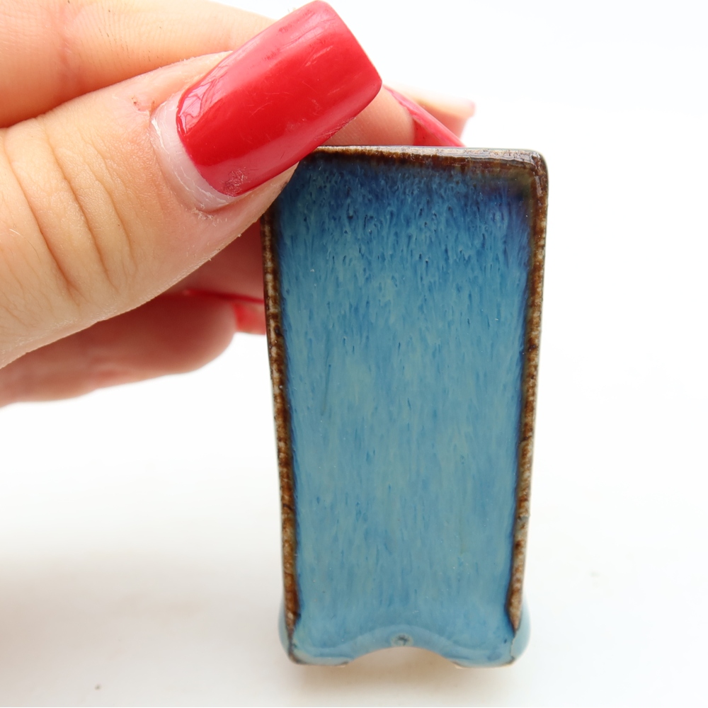 Ceramiczna miseczka do bonsai 3 x 3 x 5,5 cm, kolor niebieski