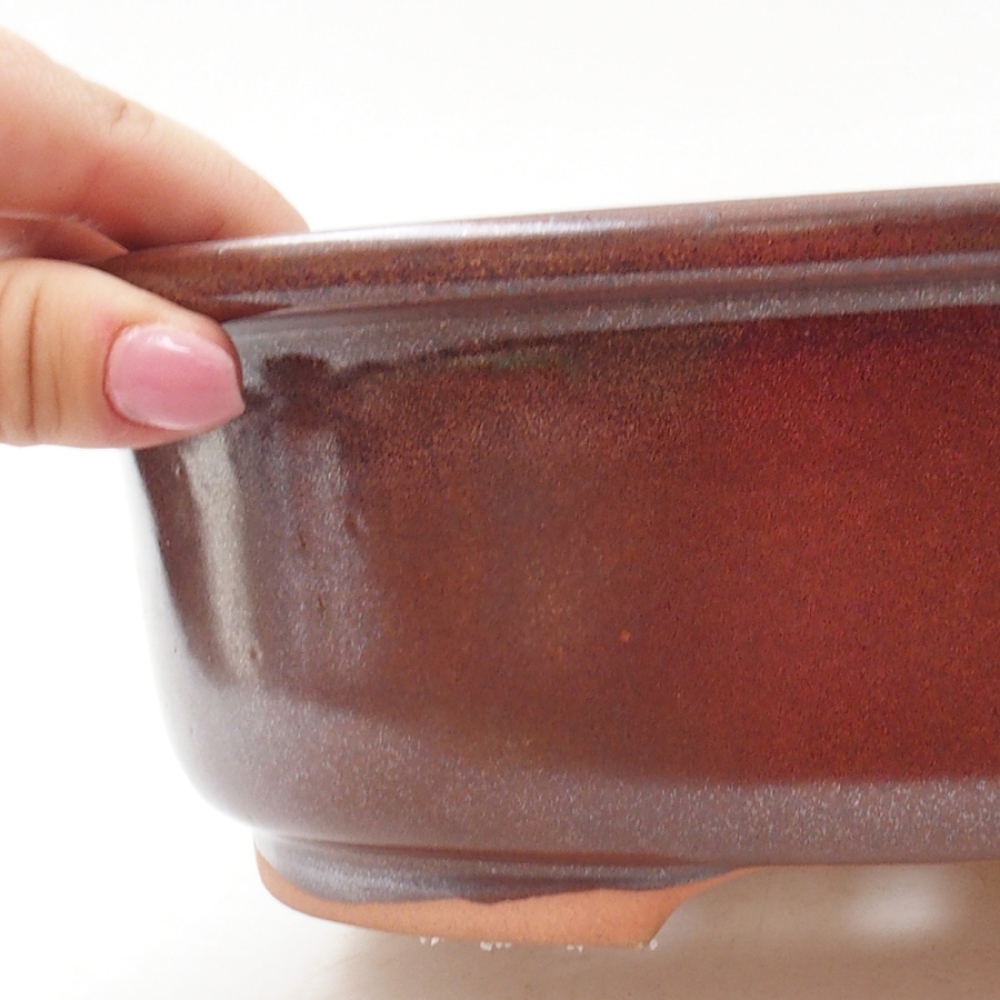 Ceramiczna miska bonsai 25,5 x 22 x 8 cm, kolor brązowy