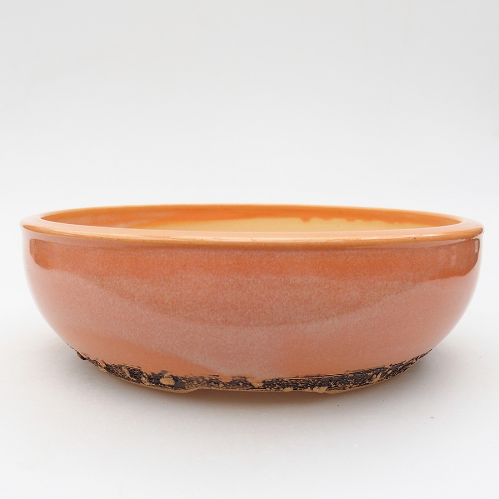 Ceramiczna miska bonsai 20 x 20 x 6 cm, kolor pomarańczowy