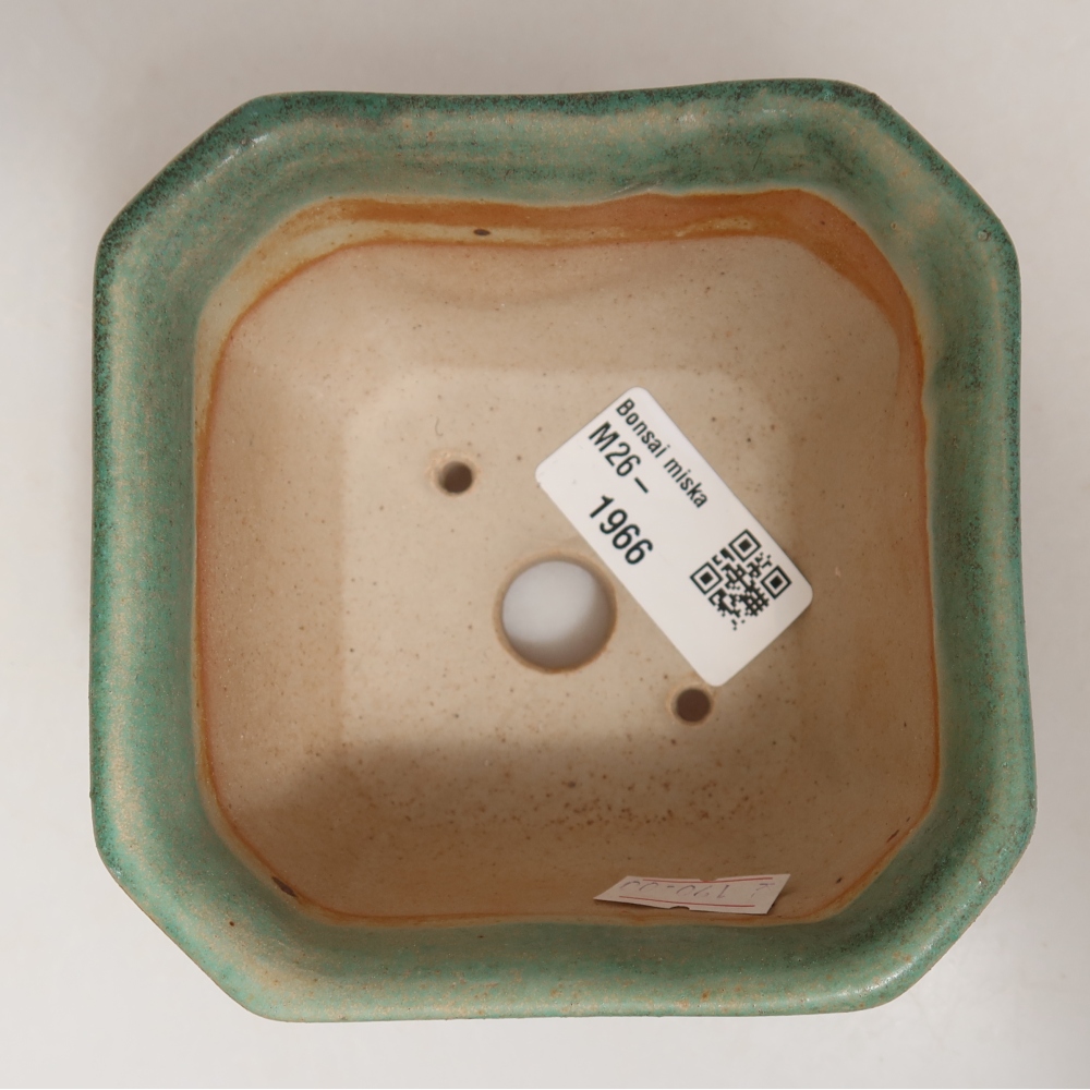 Ceramiczna miska do bonsai 10 x 10 x 6,5 cm, kolor zielony