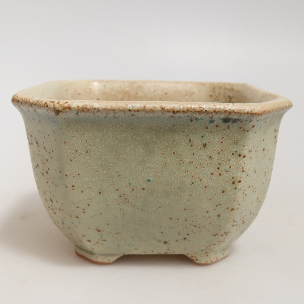 Ceramiczna miska do bonsai 10 x 10 x 6,5 cm, kolor zielony