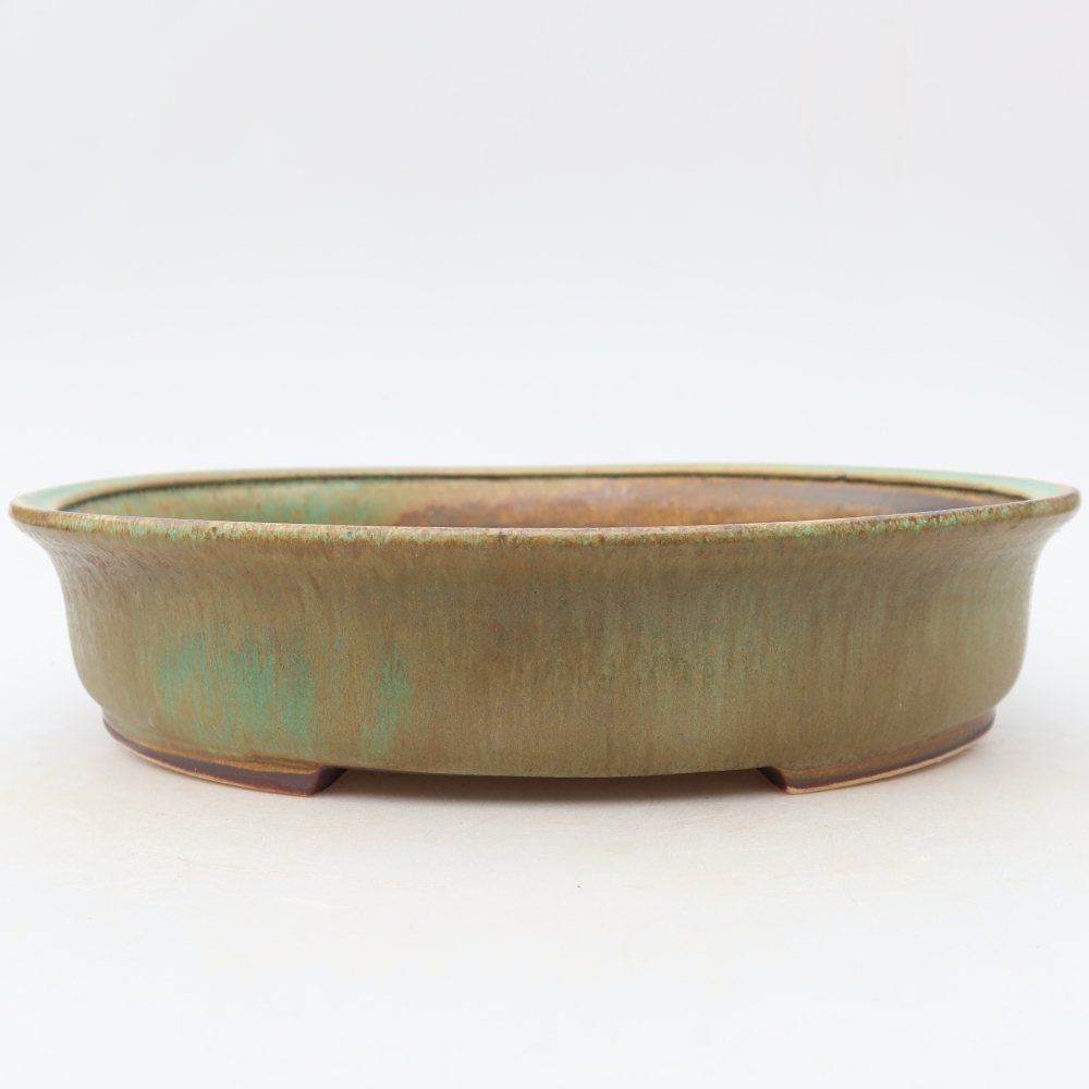 Ceramiczna doniczka do bonsai 27 x 24 x 5,5 cm, kolor zielony