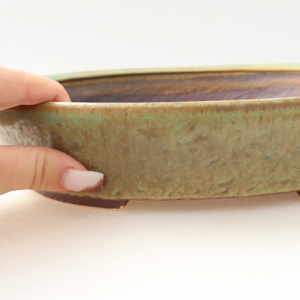 Ceramiczna miska na bonsai 27 x 24 x 6 cm, zielona