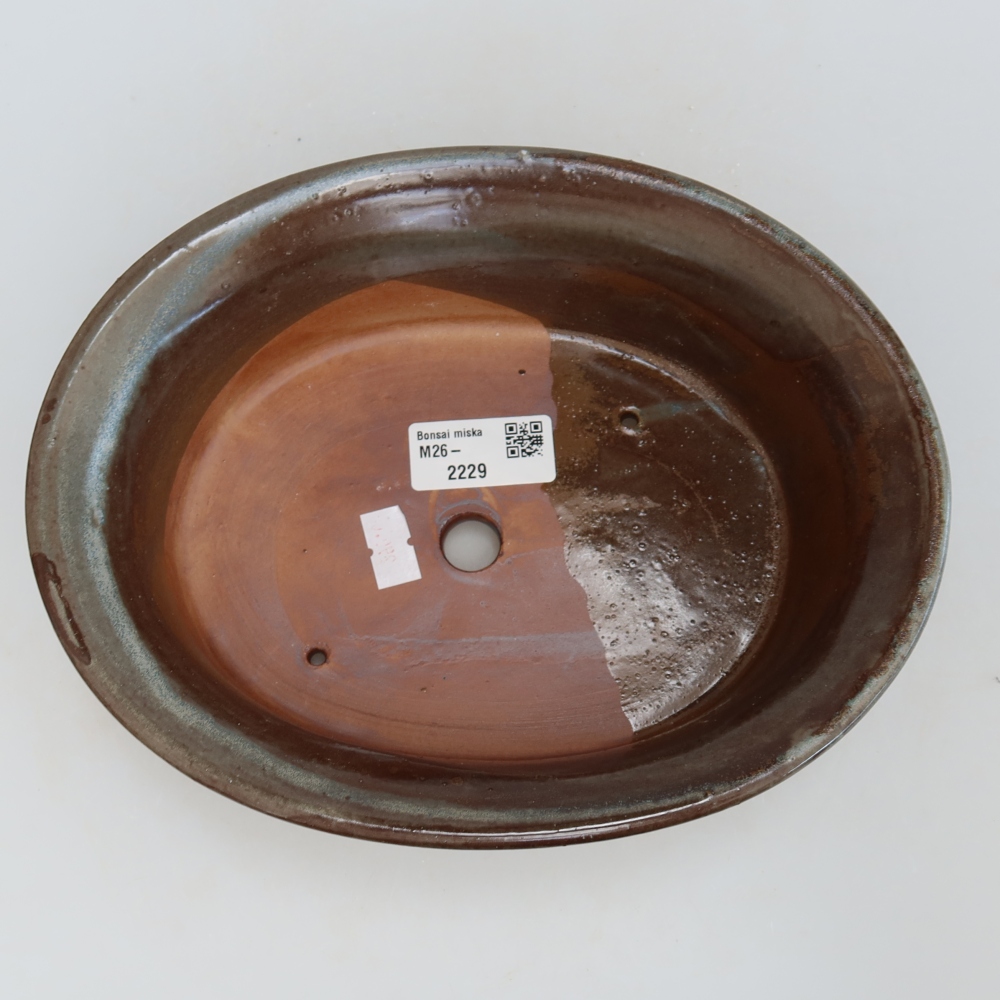 Ceramiczna miska do bonsai 22 x 17,5 x 6,5 cm, kolor brązowy