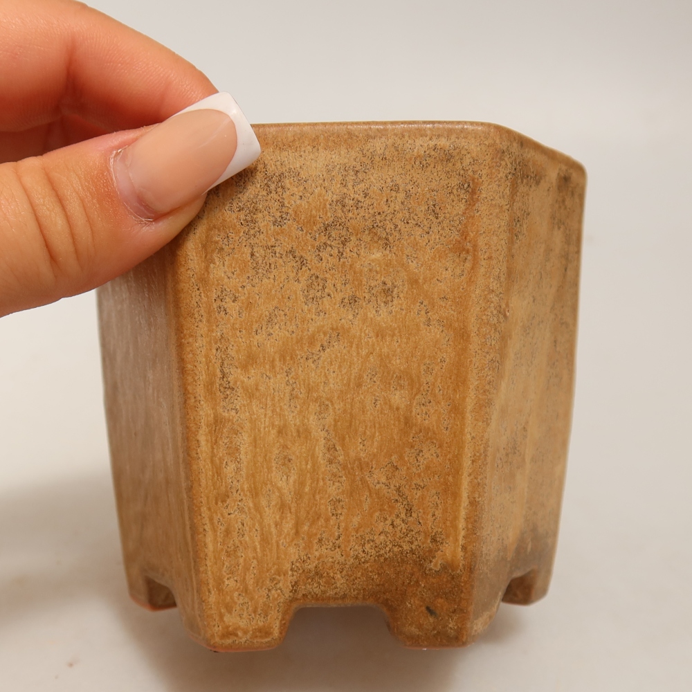 Ceramiczna miska do bonsai 9 x 8,5 x 8 cm, kolor beżowy