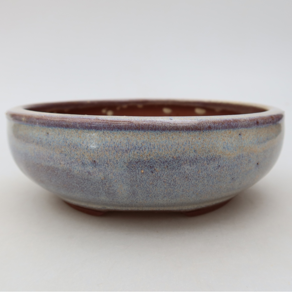 Ceramiczna doniczka do bonsai 14,5 x 14,5 x 5 cm, kolor niebieski