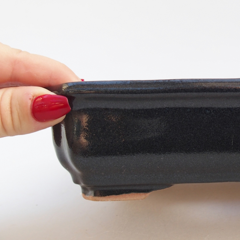 Ceramiczna miska do bonsai 18 x 13,5 x 5 cm, kolor czarny