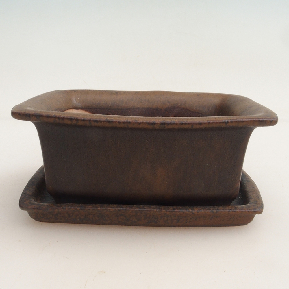 Miska bonsai + spodek H11 - 11,5 x 10 x 4 cm. - brązowy