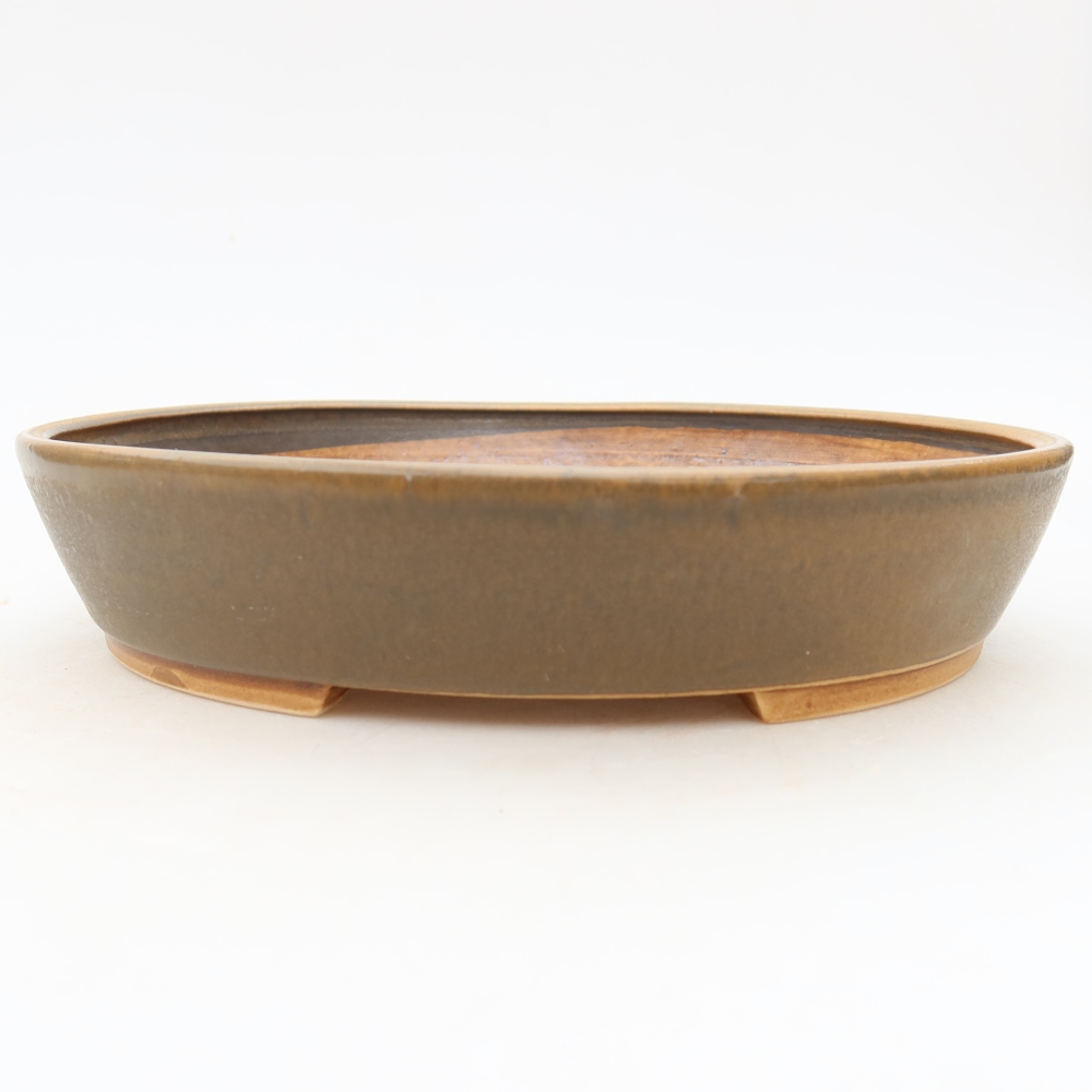 Ceramiczna miska na bonsai 21 x 19 x 4,5 cm, brązowa