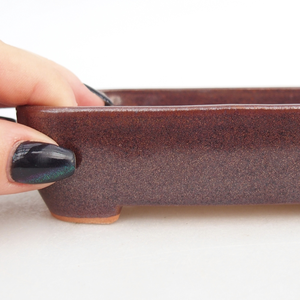 Ceramiczna miska do bonsai 12,5 x 9,5 x 3,5 cm, brązowa