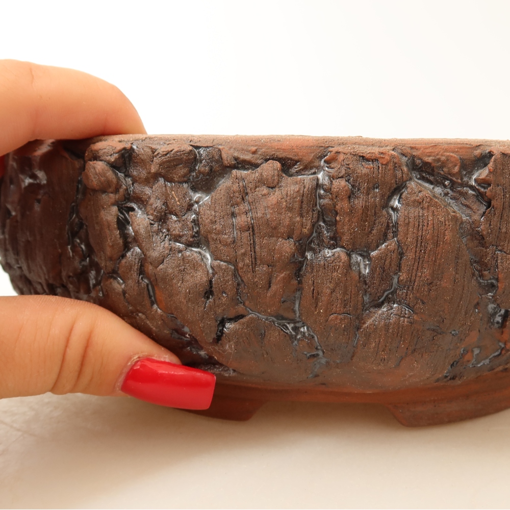 Ceramiczna miska do bonsai 17,5 x 17,5 x 6,5 cm, kolor brązowy
