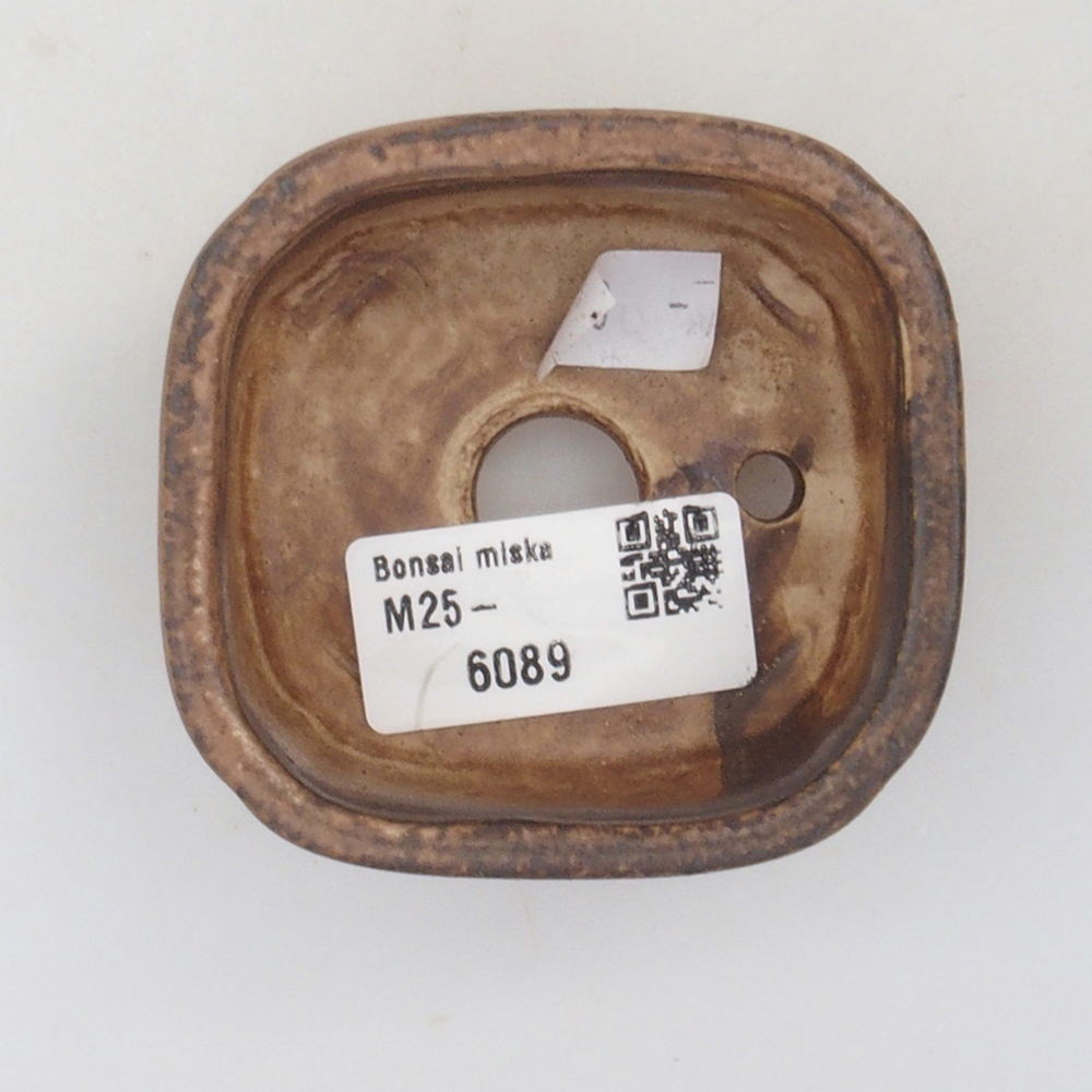 Ceramiczna miska do bonsai 7,5 x 7,5 x 3,5 cm, kolor brązowy