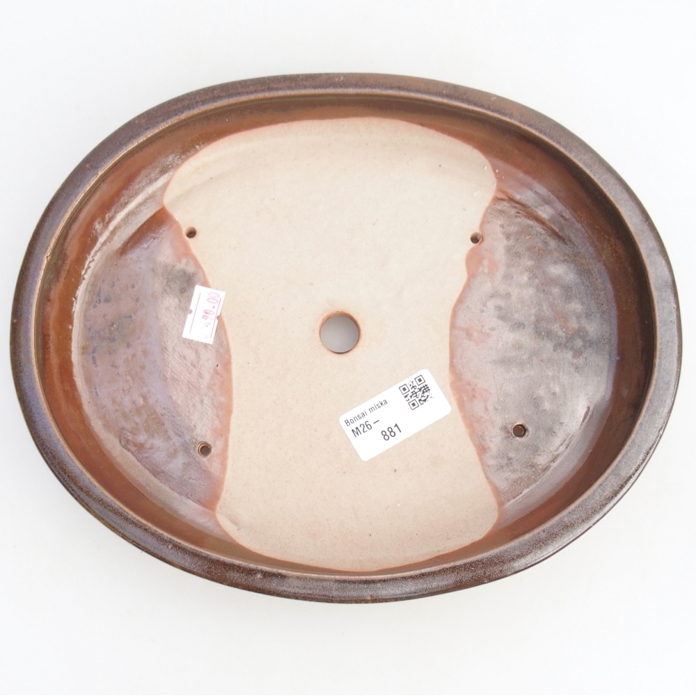 Ceramiczna miska na bonsai 24,5 x 20 x 4 cm, brązowa