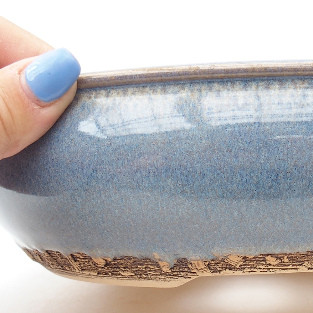 Ceramiczna miska bonsai 19 x 19 x 6 cm, kolor niebieski