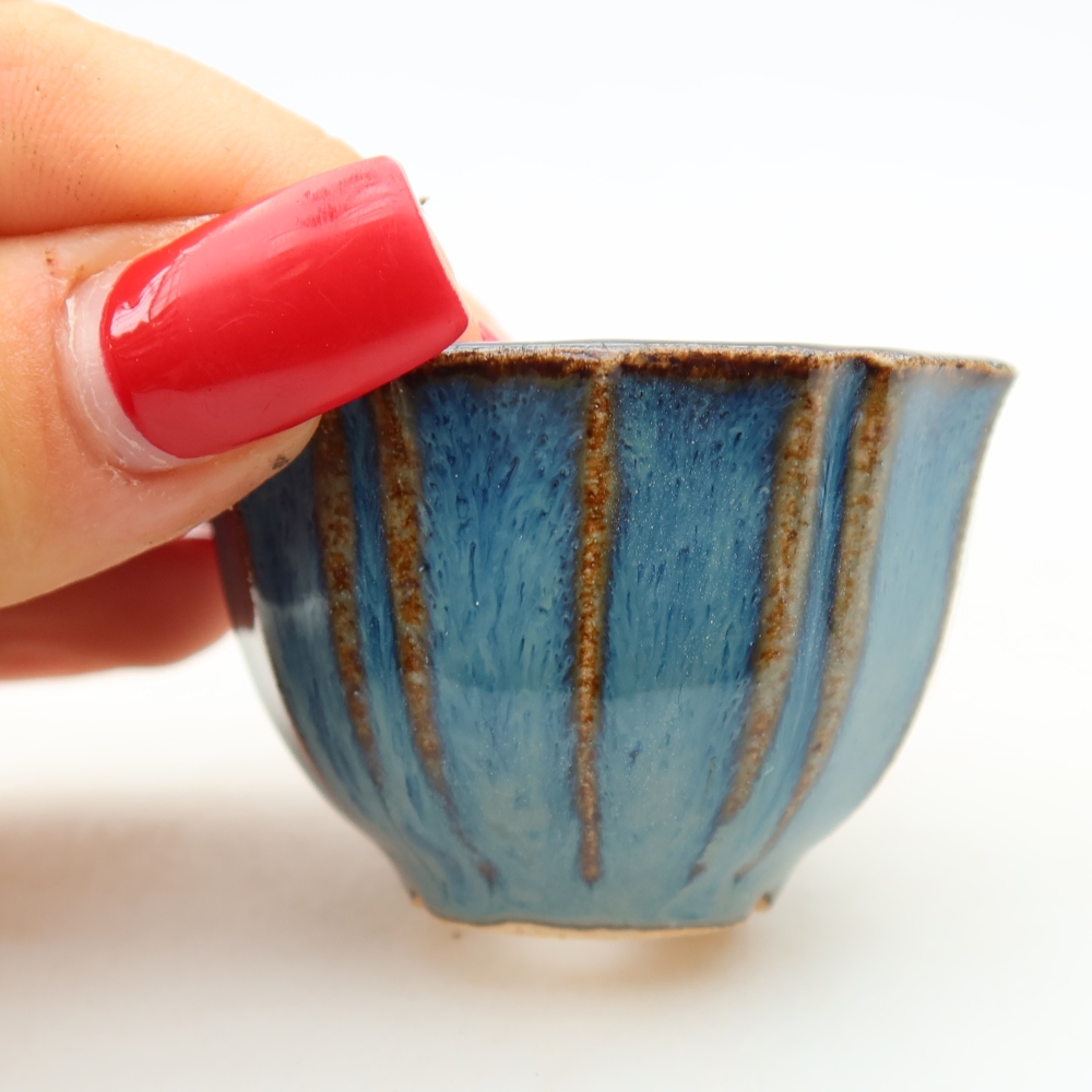 Ceramiczna doniczka do bonsai 5,5 x 5,5 x 3,5 cm, kolor niebieski