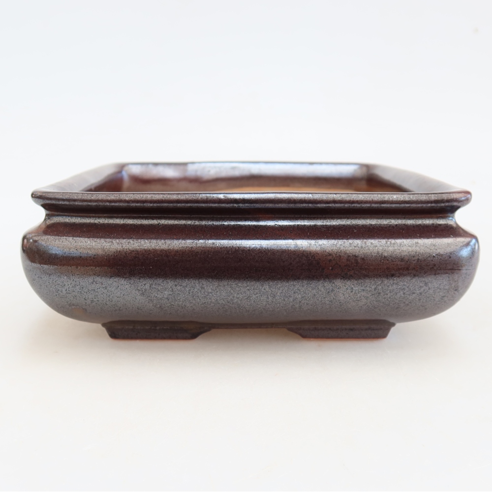 Ceramiczna miska do bonsai 15,5 x 15,5 x 6 cm, brązowa