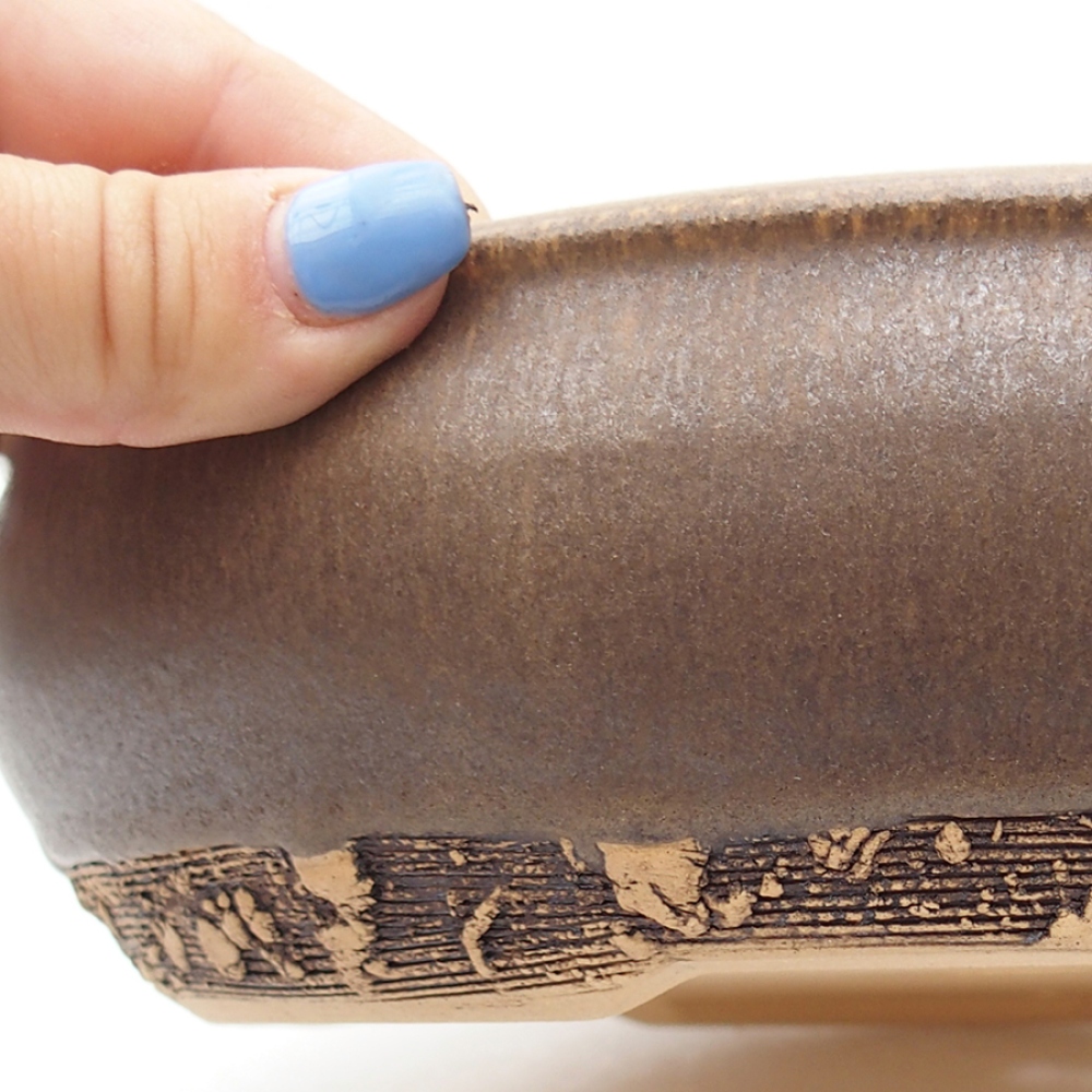 Ceramiczna miska bonsai 22 x 22 x 6 cm, kolor brązowy