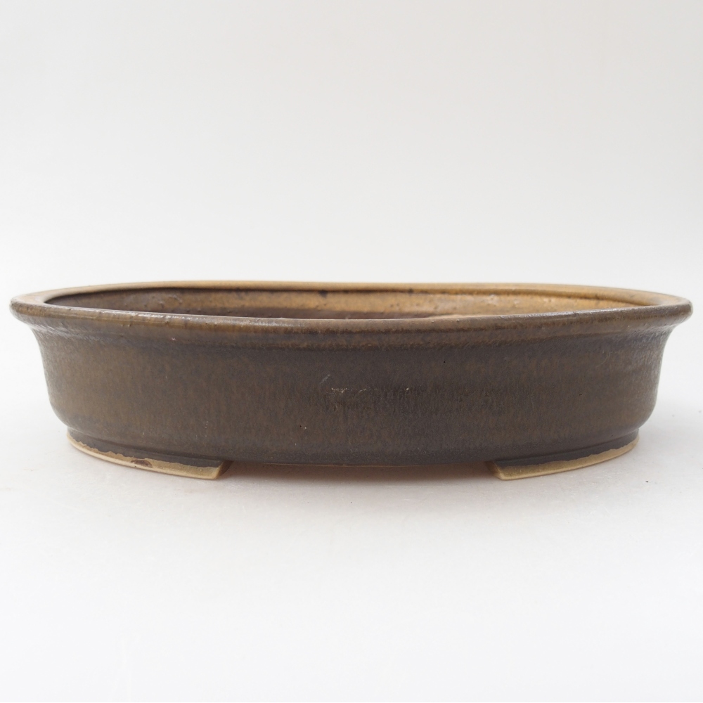 Ceramiczna miska na bonsai 24 x 21 x 5 cm, brązowa