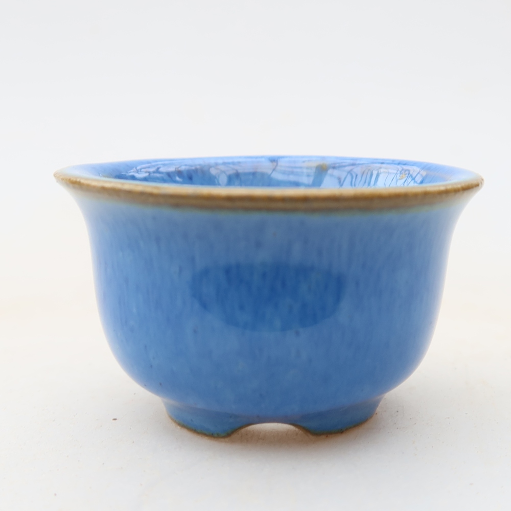 Ceramiczna miseczka do bonsai 5 x 5 x 3 cm, kolor niebieski