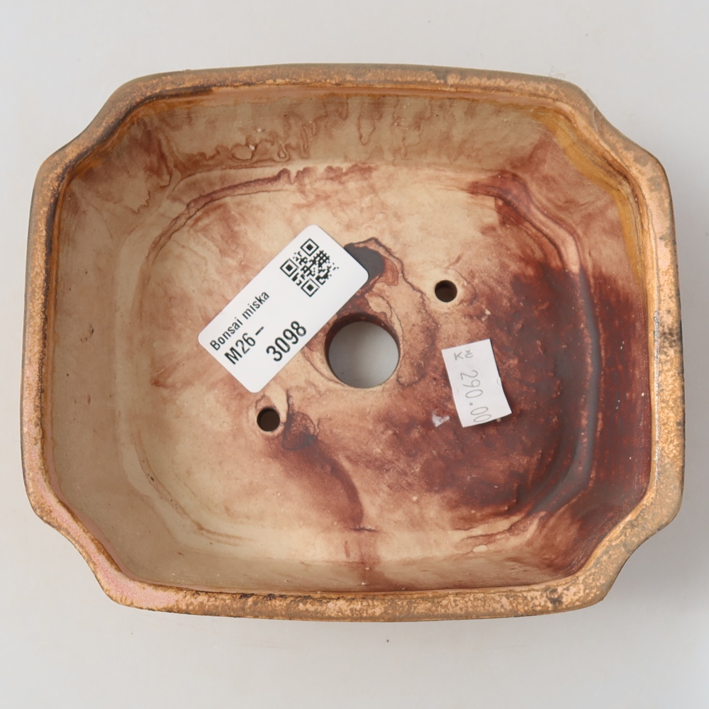 Ceramiczna miseczka do bonsai 14 x 11,5 x 4,5 cm, kolor różowy