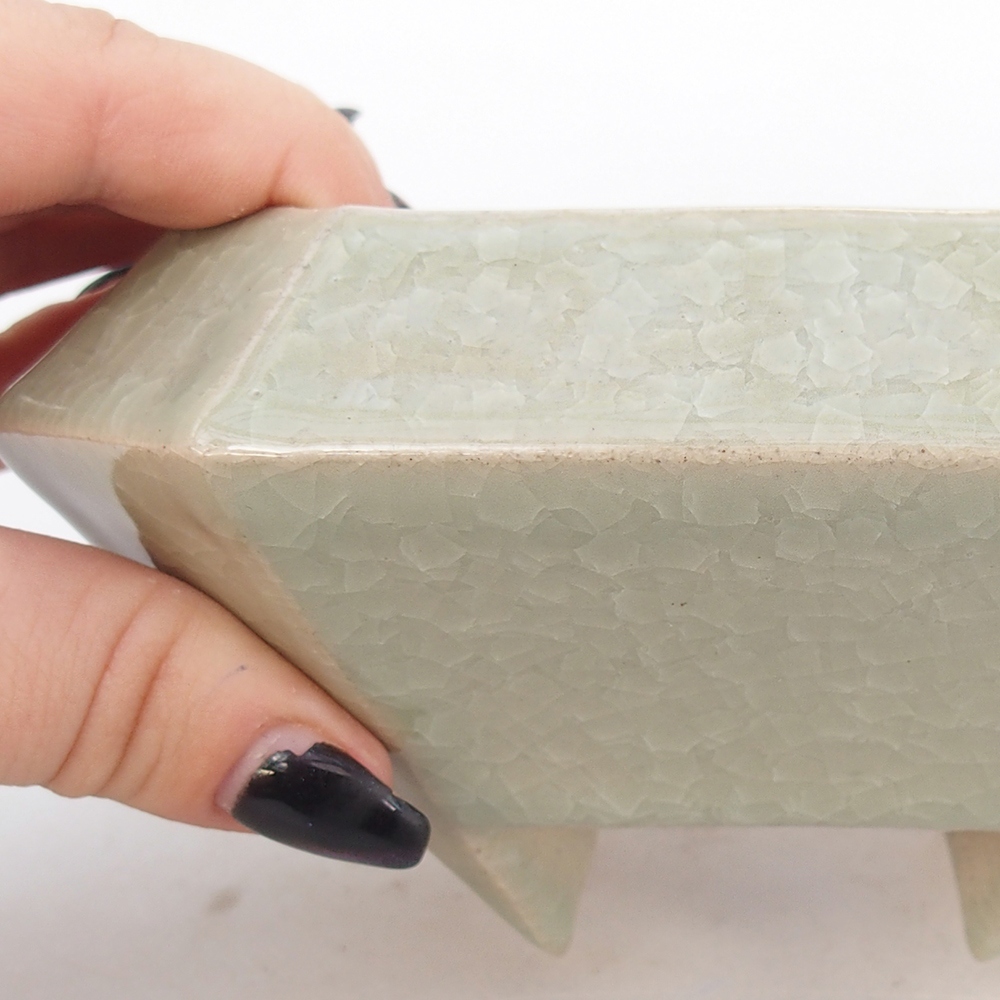 Ceramiczna miska do bonsai 13,5 x 13,5 x 7,5 cm, zielona