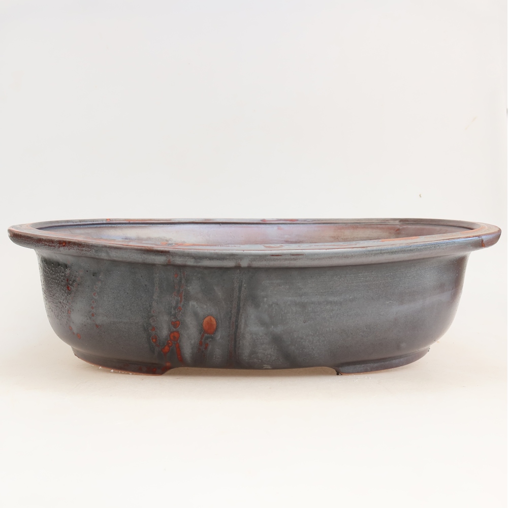 Ceramiczna miska do bonsai 36 x 30 x 9 cm, kolor metaliczno-czerwony
