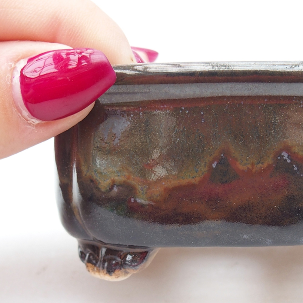 Ceramiczna miska do bonsai 7,5 x 7 x 4 cm, kolor czarny