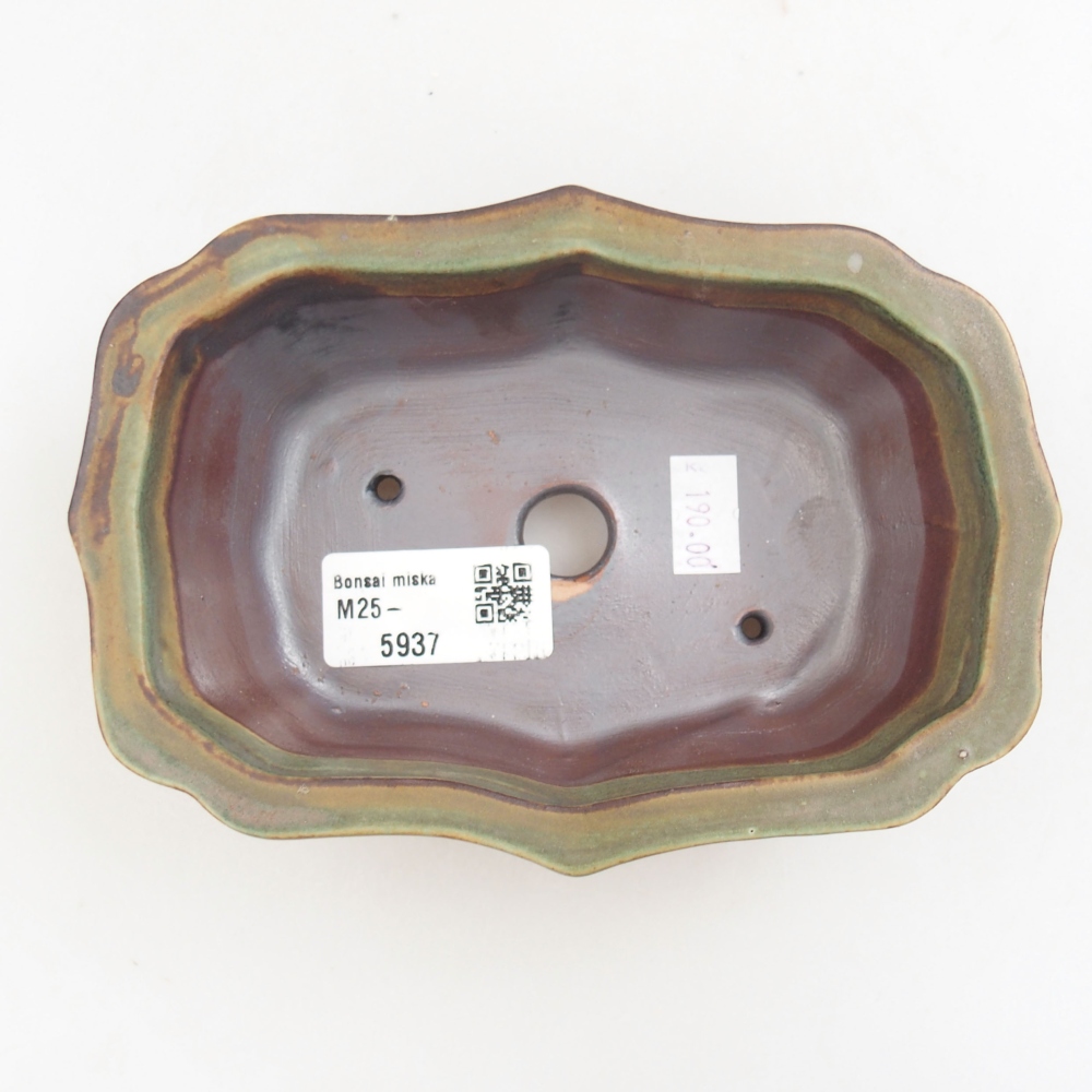 Ceramiczna miska bonsai 15,5 x 11 x 4,5 cm, kolor zielony