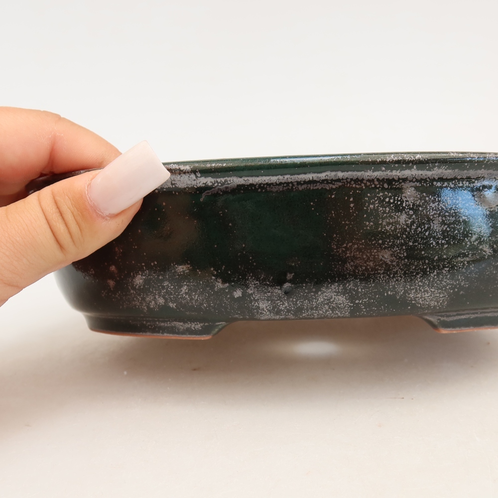 Ceramiczna miska do bonsai 19 x 14,5 x 5 cm, kolor zielony