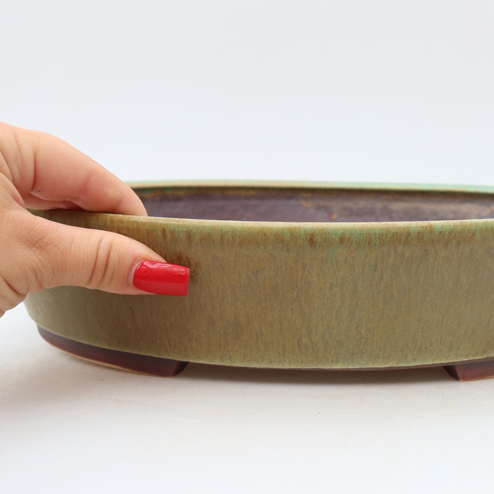 Ceramiczna miska do bonsai 32 x 28 x 6,5 cm, kolor zielony