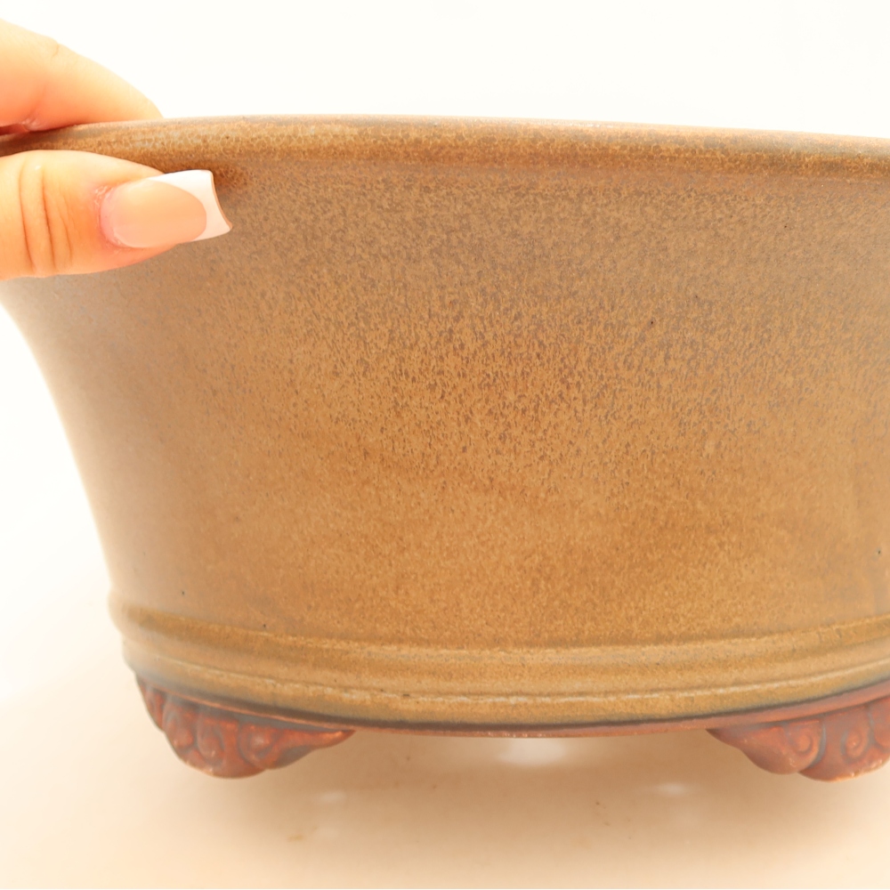 Ceramiczna miska na bonsai 29 x 29 x 12 cm, brązowa