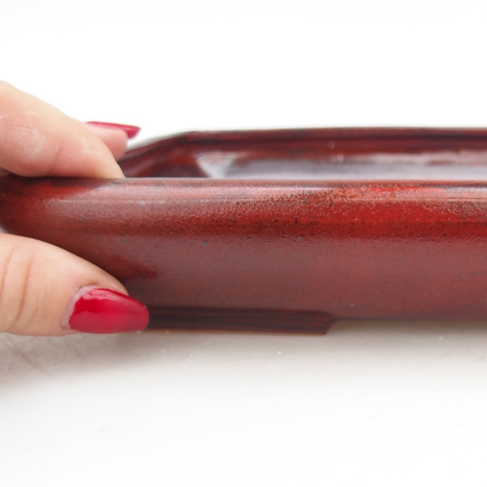 Ceramiczna miska do bonsai 24 x 17,5 x 4 cm, kolor czerwony